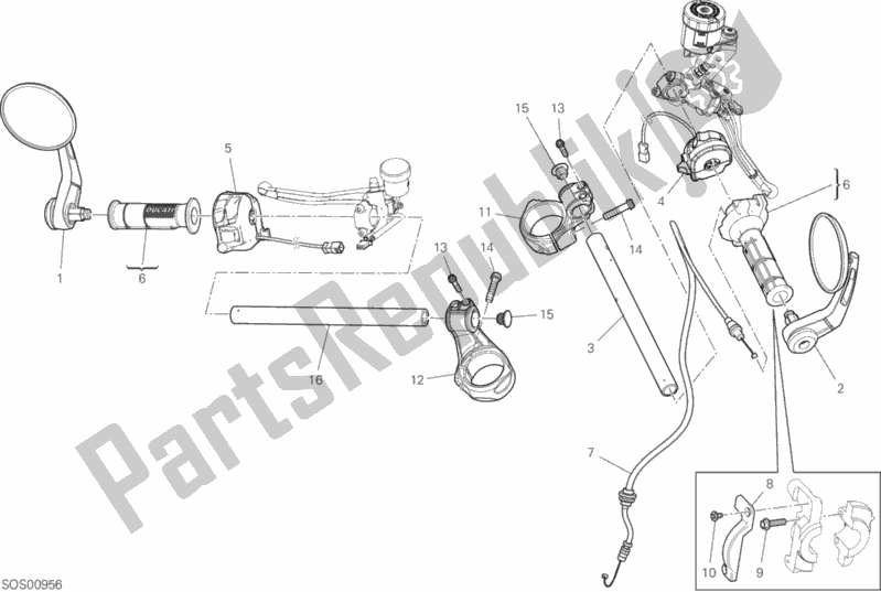 Todas las partes para Manillar de Ducati Scrambler Cafe Racer Thailand 803 2019